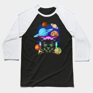 Cat Owner Galaxy Planets Baseball T-Shirt